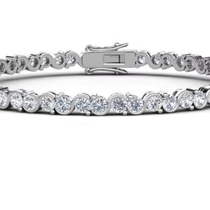 18k White Gold Plated Infinity Tennis Bracelet with Simulated Diamond 7.5in